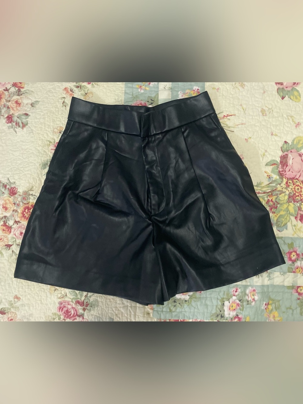 Zara Black Faux Leather High-Waist Shorts